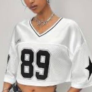 Cropped White Football Jersey 89